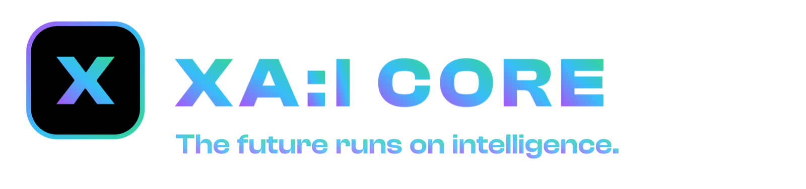 XAICORE — Primär-Logo horizontal im Marken-Verlauf